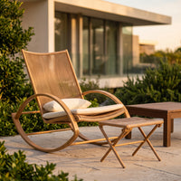 Outdoor Rattan Wicker Rocking Chair with Ottoman or Table for Garden Patio Balcony