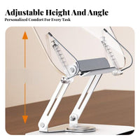 360-Degree Rotation Adjustable Reading Stand Transparent Panel Swiveling Reading Easel Multi-Functional Book Holder Hands-Hands-off Use for Students, Musicians, Study Room, Bedroom, Library, Kitchen