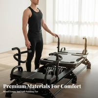 Reformer Elevated Combo Low-Impact Exercise Core Training Bed Studio Grade Pilates Reformer Bed for Home Gym Owners, Adults, Wellness Center