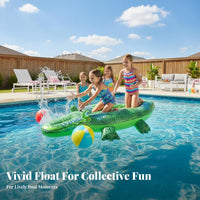 Large Size Inflatable Raft Long-Lasting PVC Material Pool Inflatable Raft Easy to Inflate and Deflate Alligator Floating Heavy-Duty Handles for Children, Adults, Beach, Lake