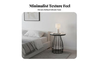 Sintered Stone Top Two-Tier Exposed-Frame Side Table Space-Saving Two-Level Occasional Table Scratch Resistant Nightstand Sturdy and Stable for Apartment Dwellers, Homeowners, Interior Design Enthusiasts, Living Room, Bedroom, Small Areas, Home Office
