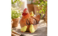 Hen Figurine with Chicks Outdoor Hen Figurine Chicken Garden Statue Compact Sculpture Lifelike for Gardeners, Patio, Flower Beds