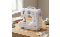 Built-in Handle Mini Electric Sewing Machine Open Arm Portable Sewing Machine 12 Stitch Patterns Craft Tool Automatic Thread Winding