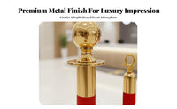 Stainless Steel Rope Stanchion Post Rust Proof Stanchion Post with Velvet Rope Luxurious Design Queue Pole Barrier Weighted Base for Venue Managers, Security Personnel, Business Owners, Hotels, Airports, Casinos, Museums