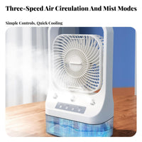 Desktop Air Climate Control Unit Cools and Humidifies Misting Desk Fan Quiet USB Powered Cooling Fan for Students, Office Workers, Dormitory, Bedroom