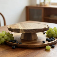 Wood Cake Display Elegant Appearance Wooden Cake Stand Shatterproof Multifunctional Serving Platter for Weddings, Parties