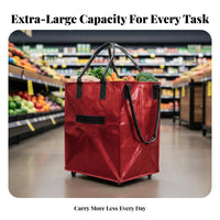 Large Capacity Trolley Bag Sturdy Construction Wheeled Shopping Bag Sturdy Body Folding Grocery Trolley for Shoppers, Travel, Moving, Outdoor Markets