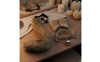 Mythical Canine Cosplay Set With Bells Faux Ears and Tail Set Soft Wolf Cosplay Accessories for Cosplayers, Women, Halloween, Comic Con, Parties