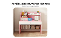 1 Piece Children Study Desk with Hutch Kids Desk and Chair Set Children Activity Table Homework Station Sturdy Artificial Board Rounded Edges Suitable for Gift Giving Home Decoration Study Room