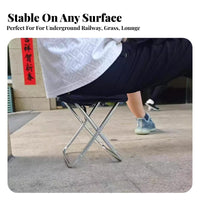 Foldable Pocket Travel Seat Lightweight Folding Camp Stool Easy Setup Compact Chair High Load Capacity for Travelers, Concert-&goers, Public Transport, Traveling, Waiting in Line, Outdoors