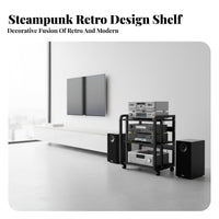 Heavy Duty Frame Adjustable Amplifier Stand Mobile Design Multi-Tier Stereo Stand Locking Casters Adjustable Stereo Rack Easy Assembly for Audiophiles, Living Room