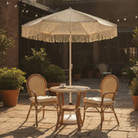 Umbrella with Tassels Fringed Woven Umbrella Fringe Umbrella Tilt-Adjustable Umbrella with Tassels Boho for Patio, Garden