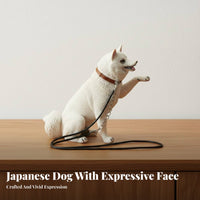 Japanese Dog Figurine Cute Pose Japanese Dog Statue Thoughtful Gift Realistic Model with Leash for Bookshelf Display