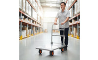 Foldable Heavy Duty Flatbed Trolley Quiet Wheels Folding Platform Truck Wear-Resistant Casters Steel Push Vehicle Dolly Easy Storage for Warehouse, Garage, Office