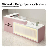 Modern Reception Desk Cable Management Hole Modern Checkout Counter Sturdy Construction Company Front Desk for Receptionists, Shopkeepers, Restaurant