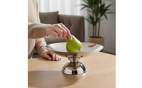 Fruit Bowl with Pedestal Silver Pedestal Serving Bowl Round Dessert Plate for Dining Table