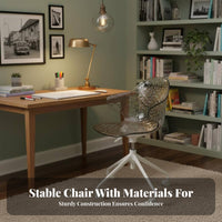 Transparent Look Clear Armless caster Chair Minimalist Design Office Furniture Adjustable Height Space-Saving for Remote Workers, Students, Women, Study Room, Dormitory, Bedroom