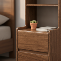Solid Wood Narrow Bedside Table with Drawers for Small Spaces