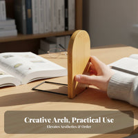 2 Pieces Bamboo Bookend Material Wooden Book Stopper Decorative Wooden Book Holder for Students, Librarians, Study Room, Library, Bookshelf