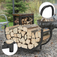 Heavy Duty Firewood Rack with Handle Sturdy Firewood Holder with Handle Space-Saving Metal Log Holder Rust-Resistant for Fireplace, Hearth