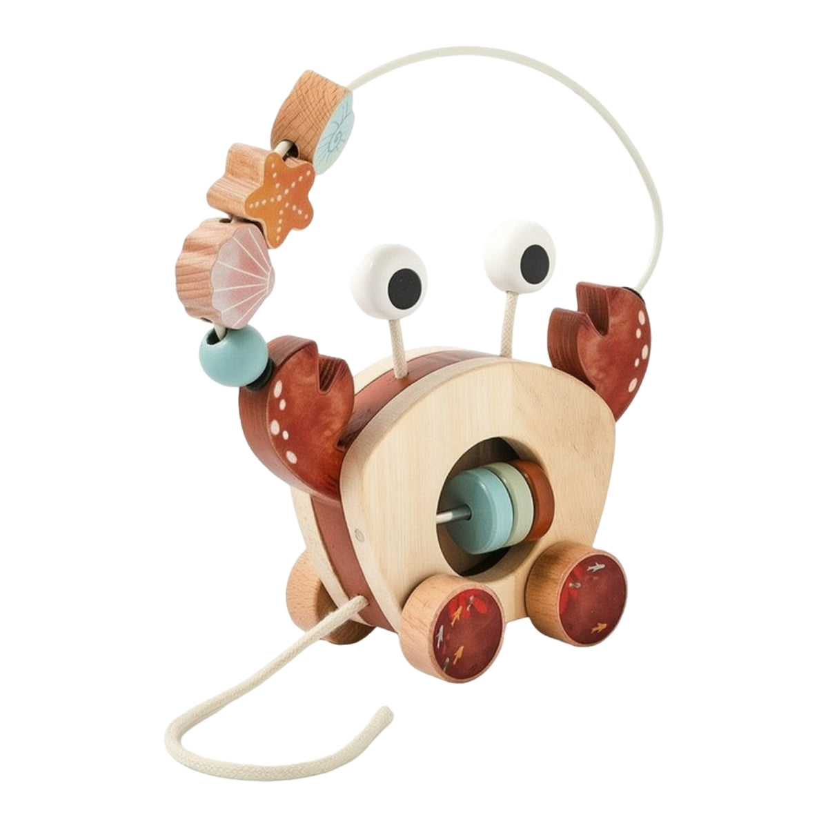 Smooth Wooden Bead Maze Toy Preschool Crab Pull Toy Portable Wooden Bead Maze Classic for Toddlers, Babies, Playroom