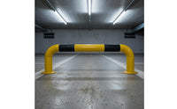 Removable U-Shaped Pipe Guardrail Detachable Base Steel Pipe Guardrail Yellow and Black U-Shaped Anti-Collision Bar Cylindrical Frame