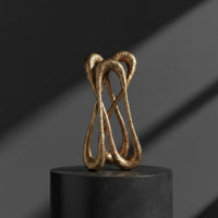 Abstract Sculpture with Curved Loop Modern Tabletop Sculpture with Curved Loop Textured Tabletop Ornament for Bookshelf