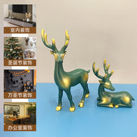 Gold Elk TV Cabinet Figurine Modern Luxury Home Decor Christmas Gift