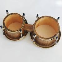 Natural Skin Bongo Set with Wooden Bridge Tunable Bongo Drum Set Beginner-Friendly Bongos Long-Lasting for Classroom