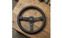 Leather-Wrapped Racing Steering Wheel 3-Spoke Universal Steering Wheel 350mm Comfortable for Car Enthusiasts