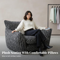 Modern Minimalist Design Puffy Single-Seater Sofa Soft Upholstery Oversized Upholstered Armchair Deep Seat Design Living Room Furniture Luxurious Comfort for Apartment Dwellers, Interior Designers, Guesthouse, Boutique, Lounge Area, Reading Nook