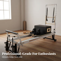 Pilates Reformer Full-Body Workout Core Training Bed Adjustable Resistance Pilates Reformer Bed for Adults, Women, Stretching Studio