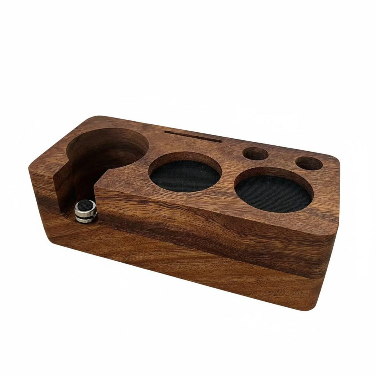 Space Saving Walnut Espresso Tamping Station Stylish Design Espresso Tamping Station Long-Lasting for Home Coffee Enthusiast S, Cafe