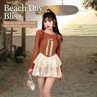 Swimsuits for Women with a Modest Swim Dress Design and Padded Bra, Long Sleeve for Water Sports and Aerobics