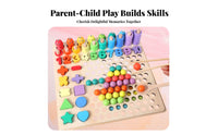Fine Movement Skills Development Wooden Clip Bead Game Hand-Eye Coordination Chopstick Training Toy Early Education for Preschoolers