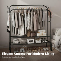 Multi-Functional Rolling Clothes Rack Heavy Duty Rolling Garment Rack Easy Assembly Freestanding Clothes Organizer Space Saving for Homeowners, Renters, Students, Bedroom, Entryway, Closet, Laundry Room