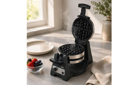 Non-Stick Rotating Waffle Appliance 1400W Rotating Waffle Iron Compact Breakfast Appliance Black for Home Use