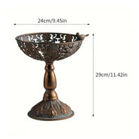 Pedestal Fruit Tray Vintage-Influenced Fruit Bowl with Pedestal Openwork Decorative Holder with Bird for Decorators, Dining Table, Entryway