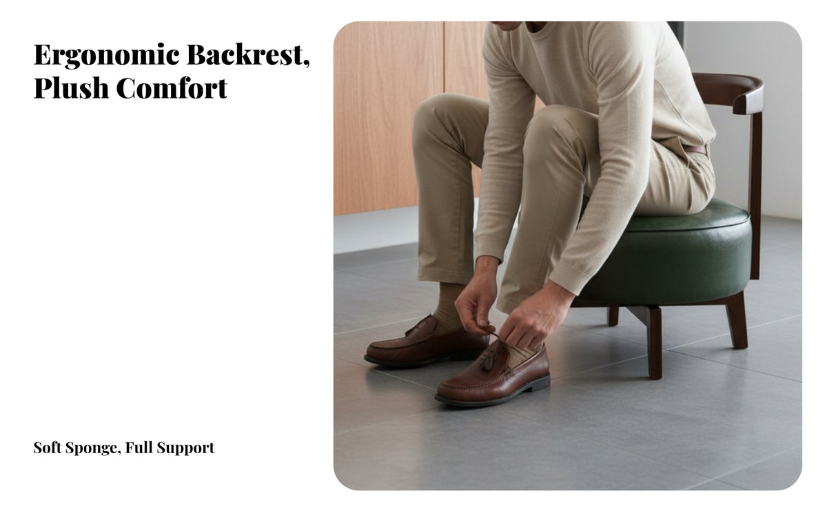 360° Mobility Round rotating Stool with supportrest Sturdy Construction Upholstered Round Stool Low height Design Small Seating Multi-Purpose for Adults, Children, Women, Living Room, Bedroom, Entryway, Office