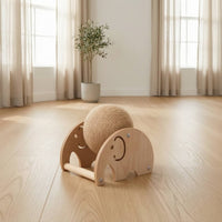 Sisal Cat Scratching Toy with Wooden Frame Natural Cat Scratching Ball Stable Interactive for Living Room