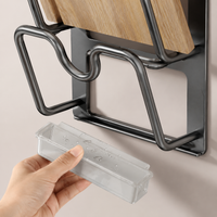 Pot Lid Holder Suction Cup Mount, 3-Tier Lid Holder Kitchen, Aluminum Minimalist, 38x24x12cm for Small Storage Space