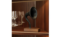 Gramophone Speaker Ornament Retro Speaker Statue with Geometric Base Sculptural Phonograph Ornament for Bookshelf, Office Desk