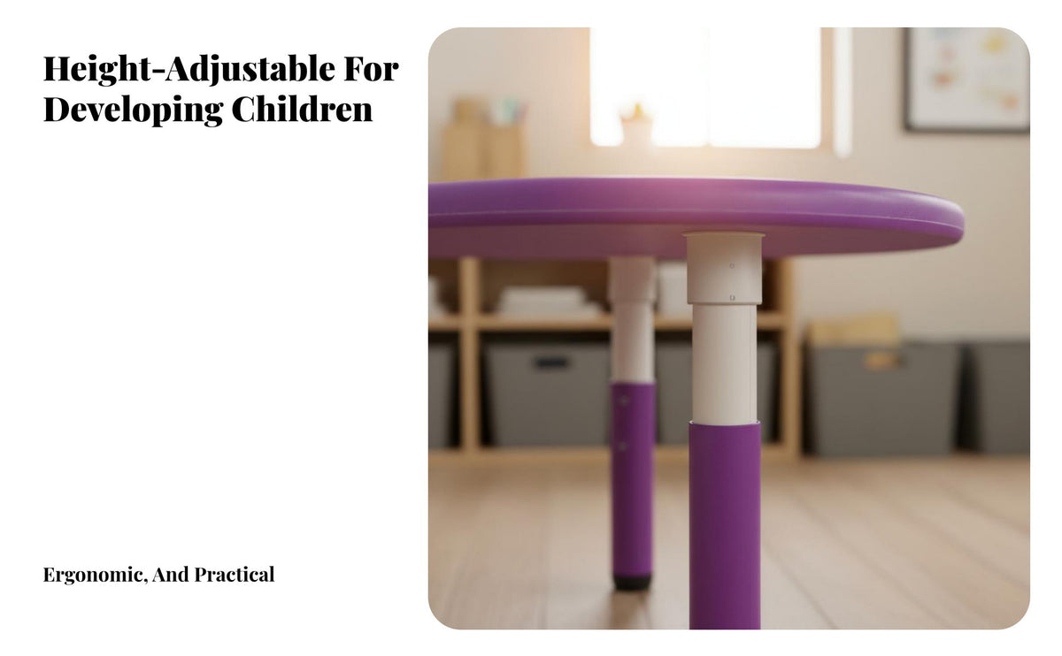 Kindergarten Table and Chair Set Rounded Corners Kids Table and Chair Set Strong Load-Bearing Moon-Shaped Learning Desk for Preschoolers, Classroom