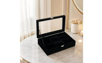 Watch Storage Box with Clear Lid Compact 6-Slot Watch Organizer Shielded for Men, Dresser, Nightstand, Closet