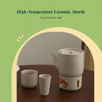 Ceramic Tea Set with Large Teapot, Portable Handle
