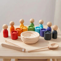 Color Sorting Toy Educational Color Sorting Set Brightly Colored Wooden Peg Doll Set for Young Children, Preschoolers, Homeschool