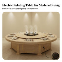 Electric Rotating Dining Table Built-in Induction Cooker Large Round Banquet Table Commercial Furniture for Hotel Managers, Restaurants