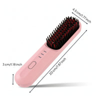 Rechargeable Cordless Hair Straightener Brush Compact Portable Hair Straightener Brush Handheld Fast Heating for Travel, Dorm Room