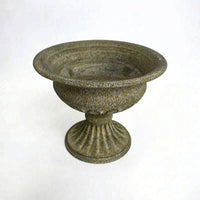 Distressed Pedestal Urn Tabletop Metal Planter Rustic Flower Arranging Pot Classic for Home Decor