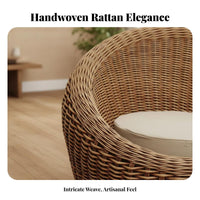 3 Pieces Hand-Woven Spherical Wicker Chair Set Natural Aesthetic Indoor Furniture Bohemian design Lounge Seating Sturdy Construction for Homeowners, Interior Designers, Adults, Living Room, Bedroom, Sunroom, Balcony